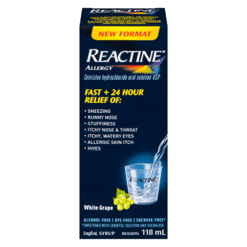 Reactine Allergy Syrup White Grape 5 mg/5 ml 118 ml