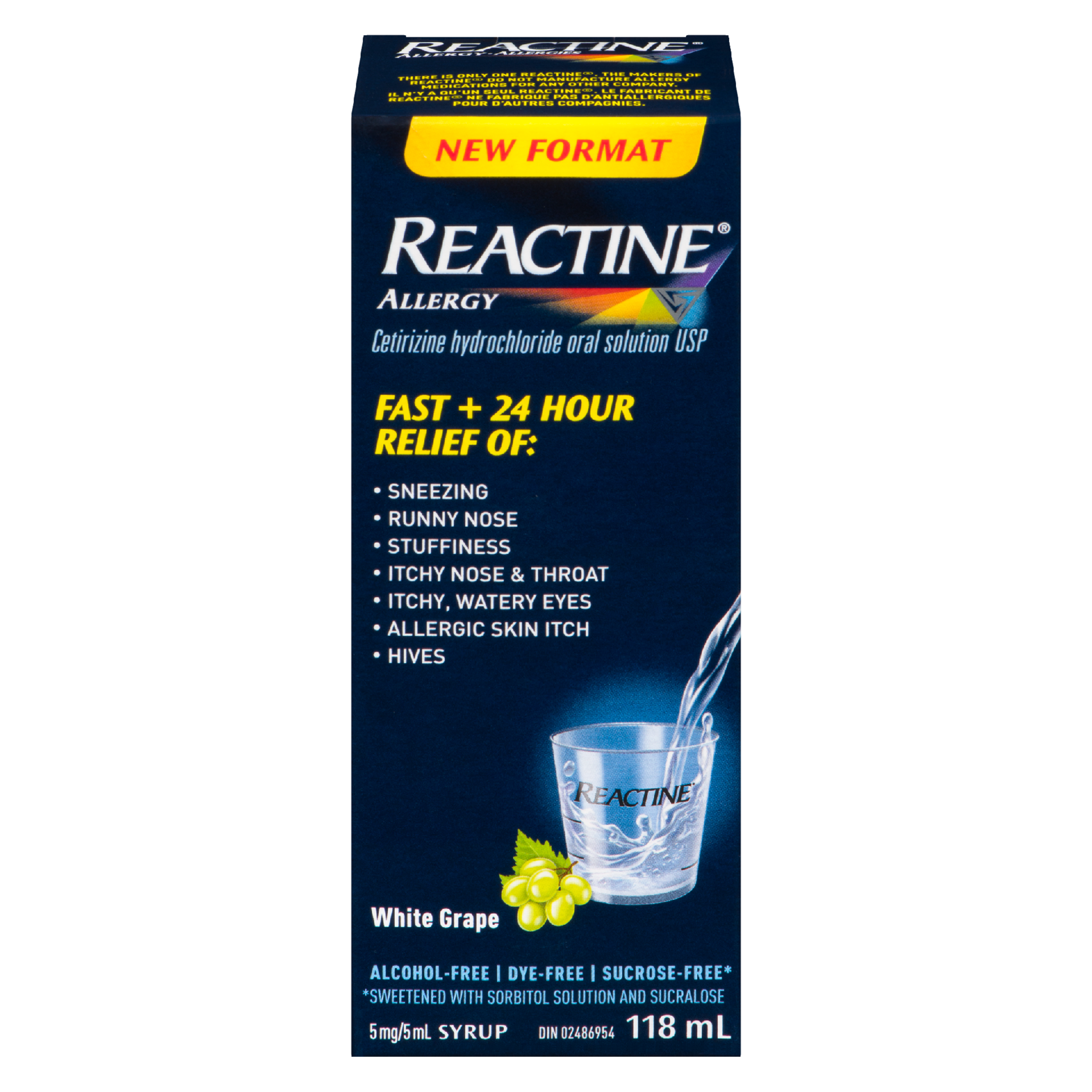 Reactine Allergy Syrup White Grape 5 mg/5 ml 118 ml