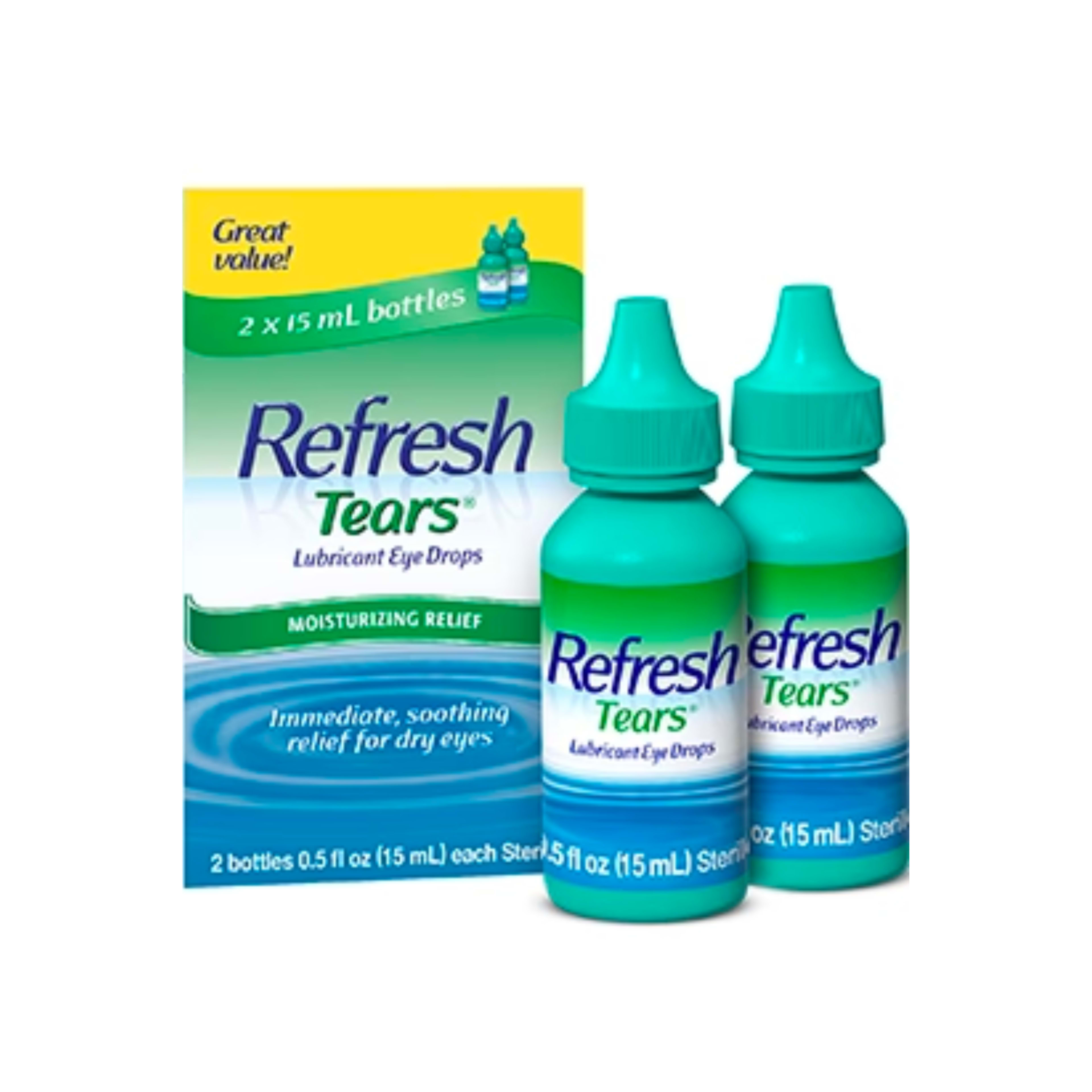Refresh Tears Lubricant Eye Drops Great Value! 2 x 15 ml