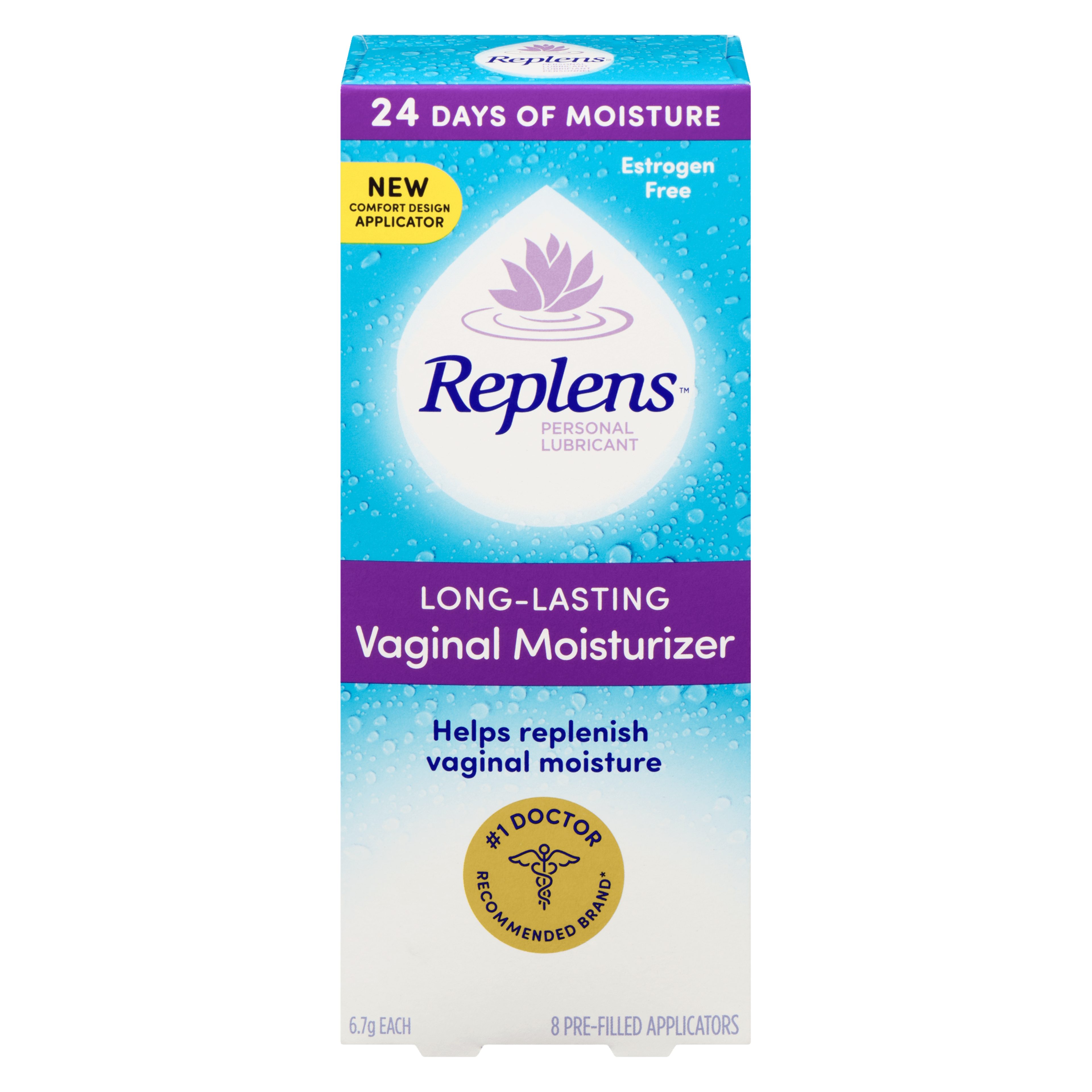 Replens Personal Lubricant Long-Lasting Vaginal Moisturizer 8 Pre-Filled Applicators x 6.7 g