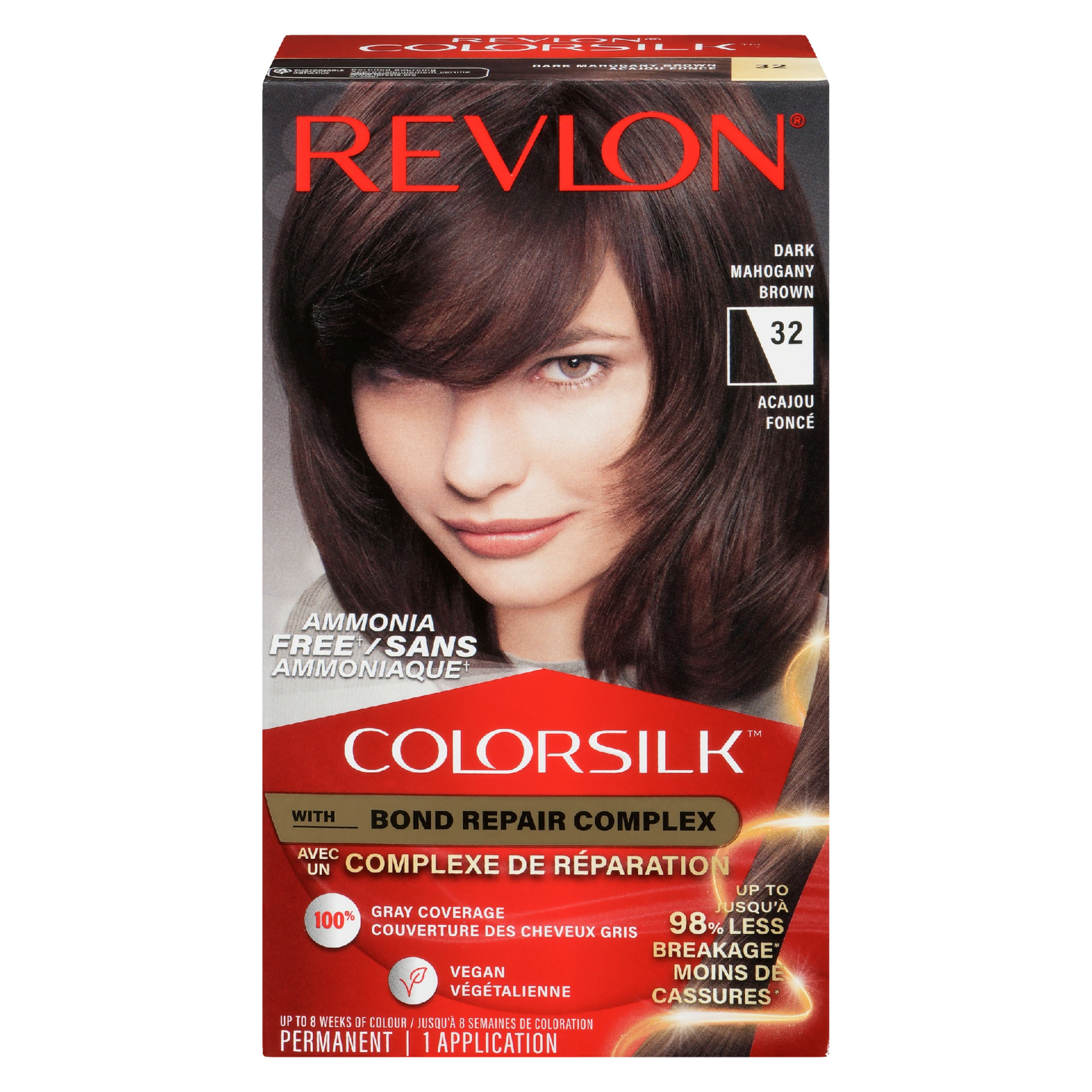 Revlon ColorSilk Permanent Color 32 Dark Mahogany Brown