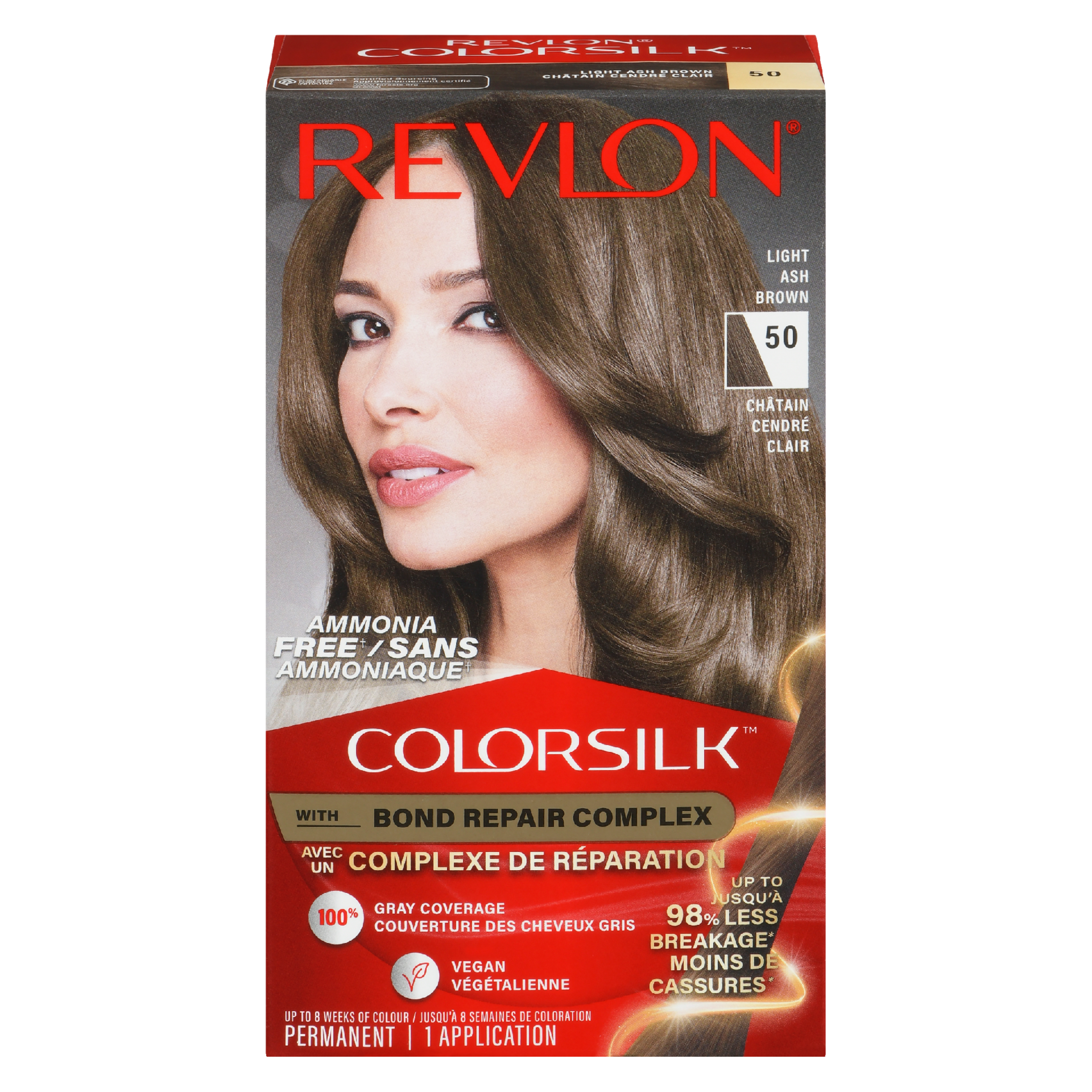Revlon ColorSilk Permanent Color 50 Light Ash Brown