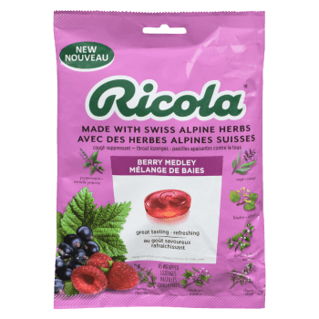 Ricola Cough Suppressant Throat Lozenges Berry Medley 45 Wrapped Lozenges