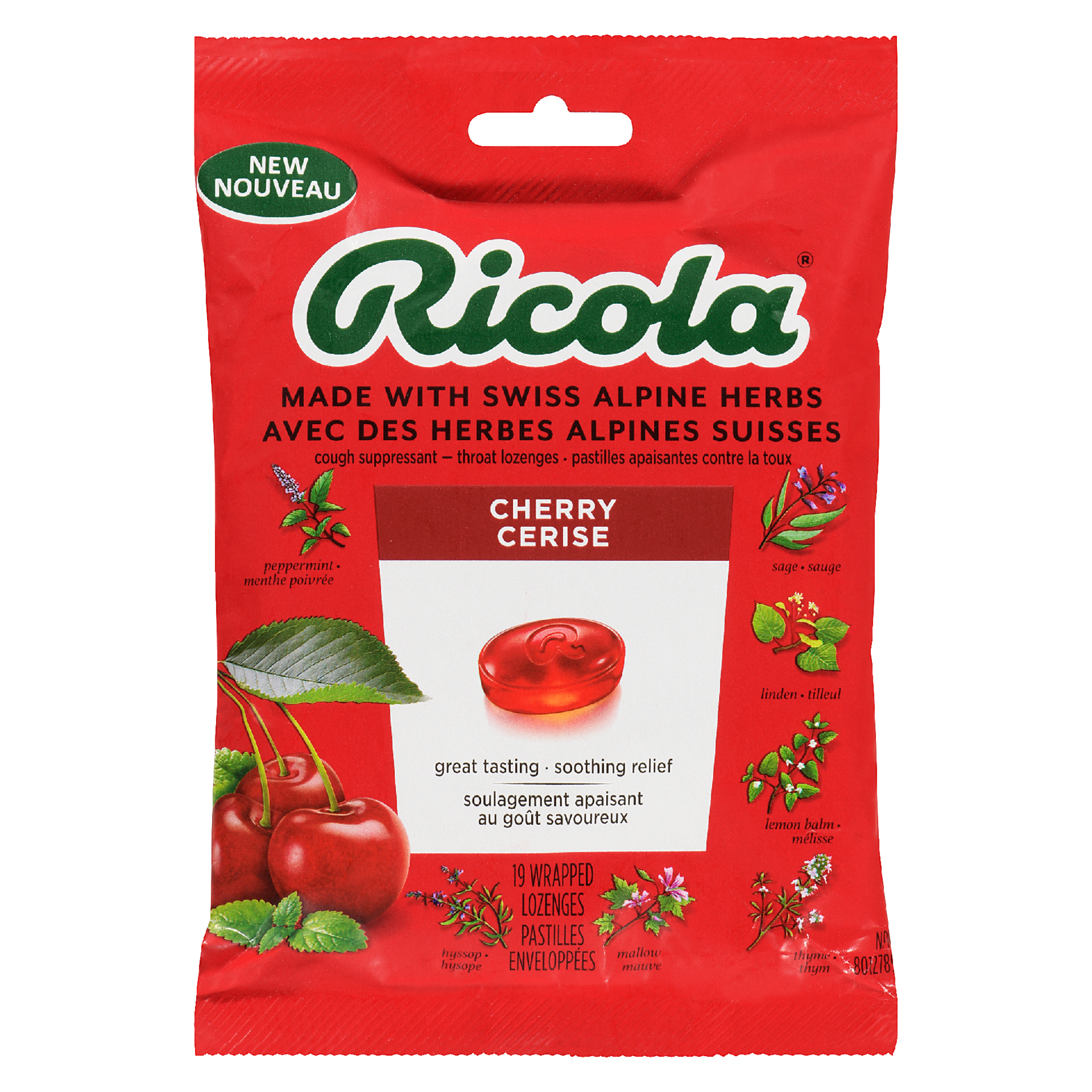 Ricola Cough Suppressant Throat Lozenges Cherry 19 Wrapped Lozenges