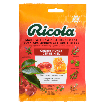 Ricola Cough Suppressant Throat Lozenges Cherry Honey 19 Wrapped Lozenges