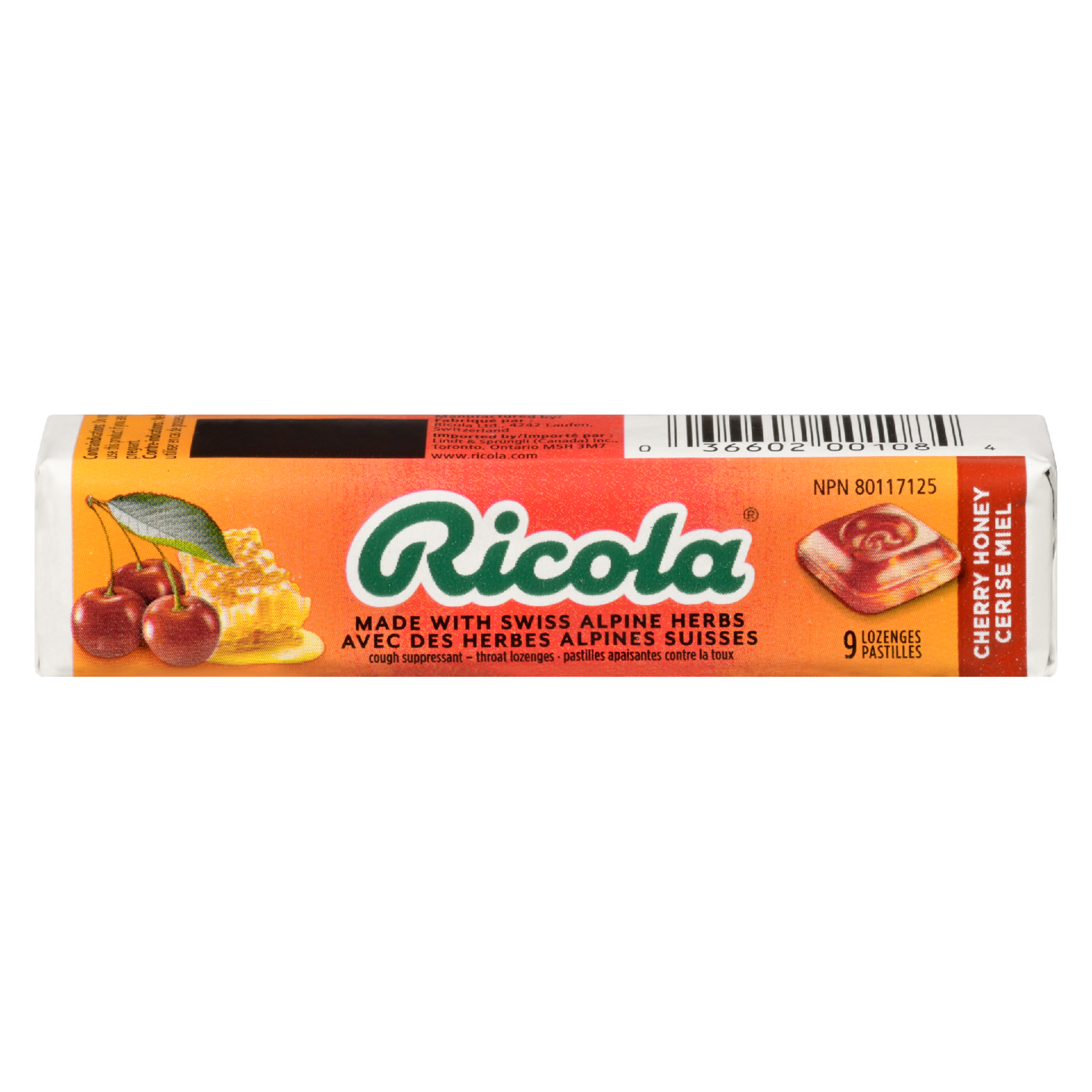 Ricola Cough Suppressant Throat Lozenges Cherry Honey 9 Lozenges
