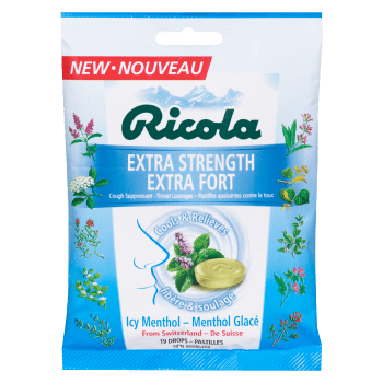Ricola Cough Suppressant Throat Lozenges Extra Strength Icy Menthol 19 Drops