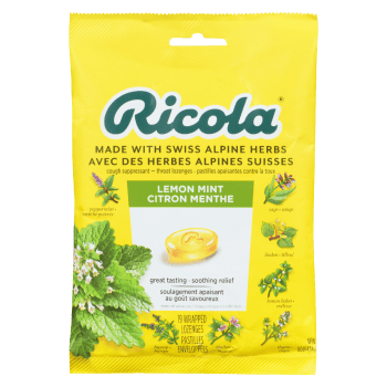 Ricola Cough Suppressant Throat Lozenges Lemon Mint 19 Wrapped Lozenges