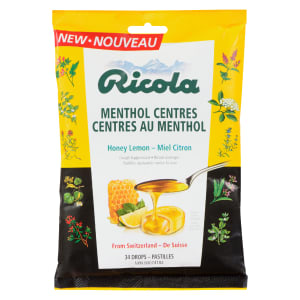Ricola Cough Suppressant Throat Lozenges Menthol Centres Honey Lemon 34 Drops