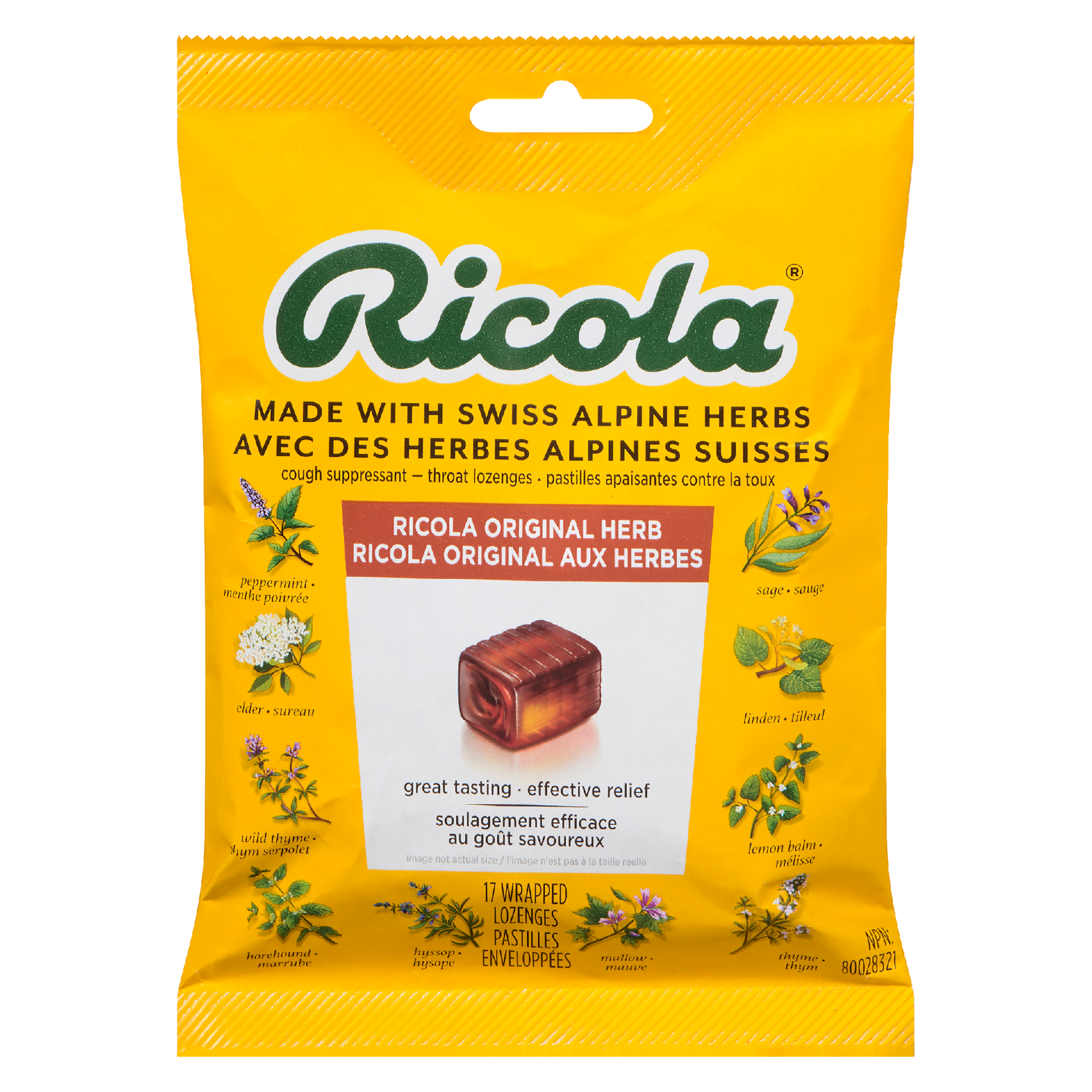 Ricola Cough Suppressant Throat Lozenges Original Herb 17 Wrapped Lozenges