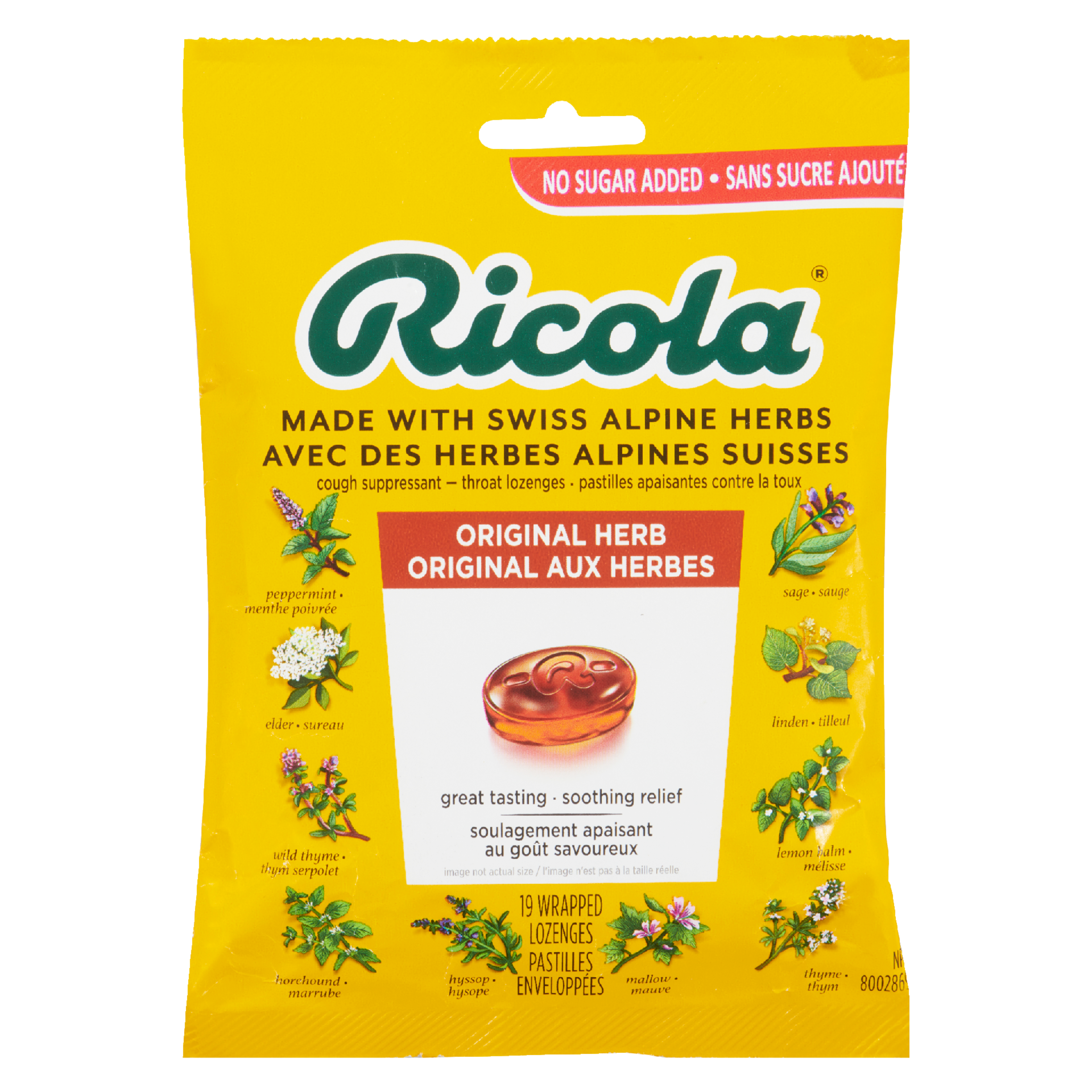 Ricola Cough Suppressant Throat Lozenges Original Herb 19 Wrapped Lozenges