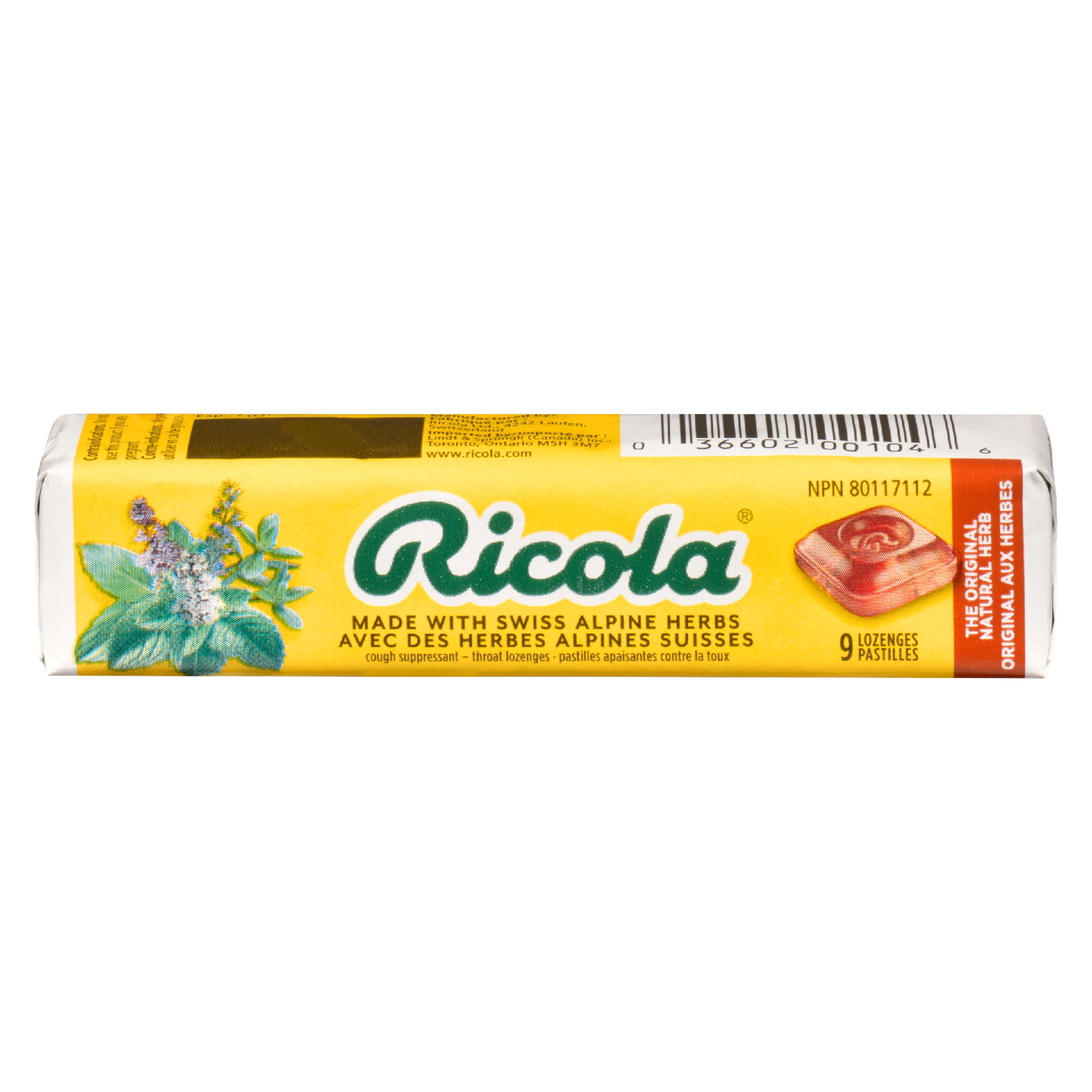 Ricola Cough Suppressant Throat Lozenges the Original Natural Herb 9 Lozenges