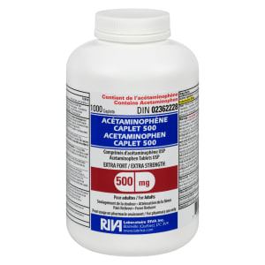 Riva Acetaminophen Caplet Extra Strength 500 mg 1000 Caplets