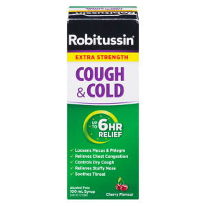 Robitussin Cough & Cold Syrup Cherry Flavour Extra Strength 100 ml