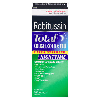 Robitussin Total Liquid Cough, Cold & Flu Extra Strength Nighttime 240 ml