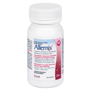 Rougier Allernix Diphenhydramine Hydrochloride Tablets 25 mg 100 Caplets
