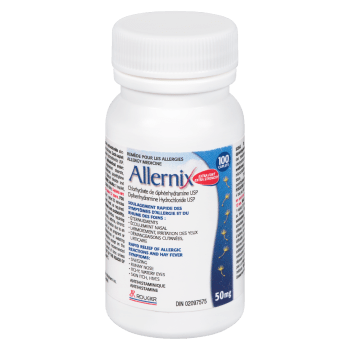 Rougier Allernix Diphenhydramine Hydrochloride USP 50 mg 100 Caplets