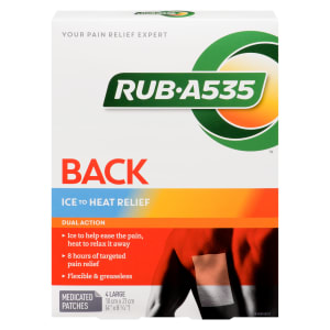 Rub A535 Back Medicated Patches Ice to Heat Relief 4 Large