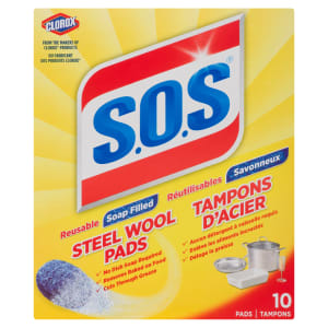 S.O.S Steel Wool Pads Soap Filled Reusable 10 Pads