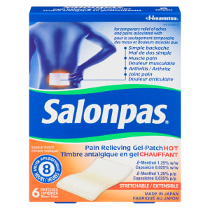 Salonpas Pain Relieving Gel-patch Hot Topical Patch 10 cm x 14 cm 6 Patches