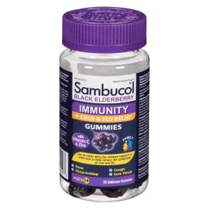 Sambucol Immunity + Cold & Flu Relief Gummies Black Elderberry Ages 3+ 30 Delicious Gummies