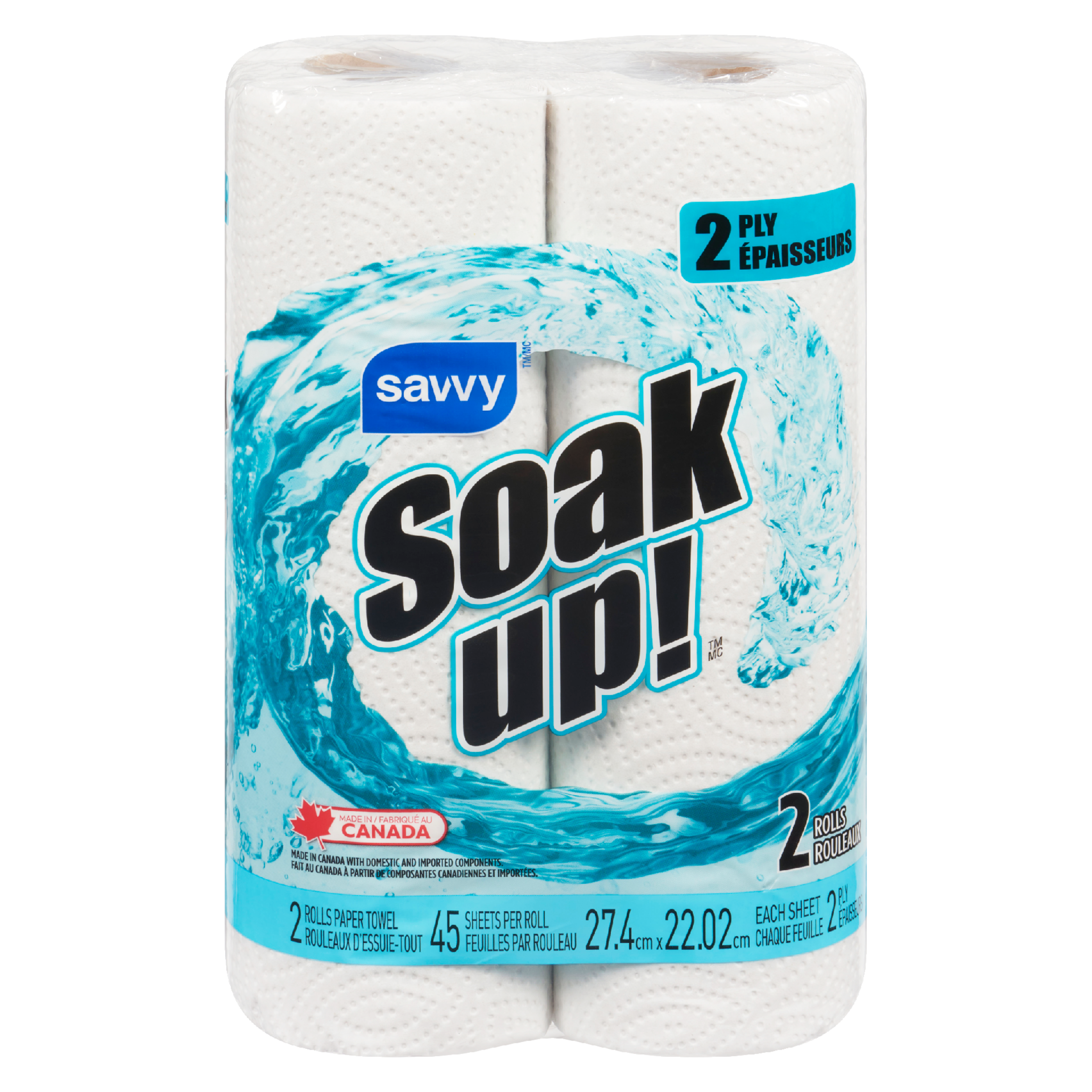 Savvy Soak Up 2 Ply 2 Rolls Paper Towel