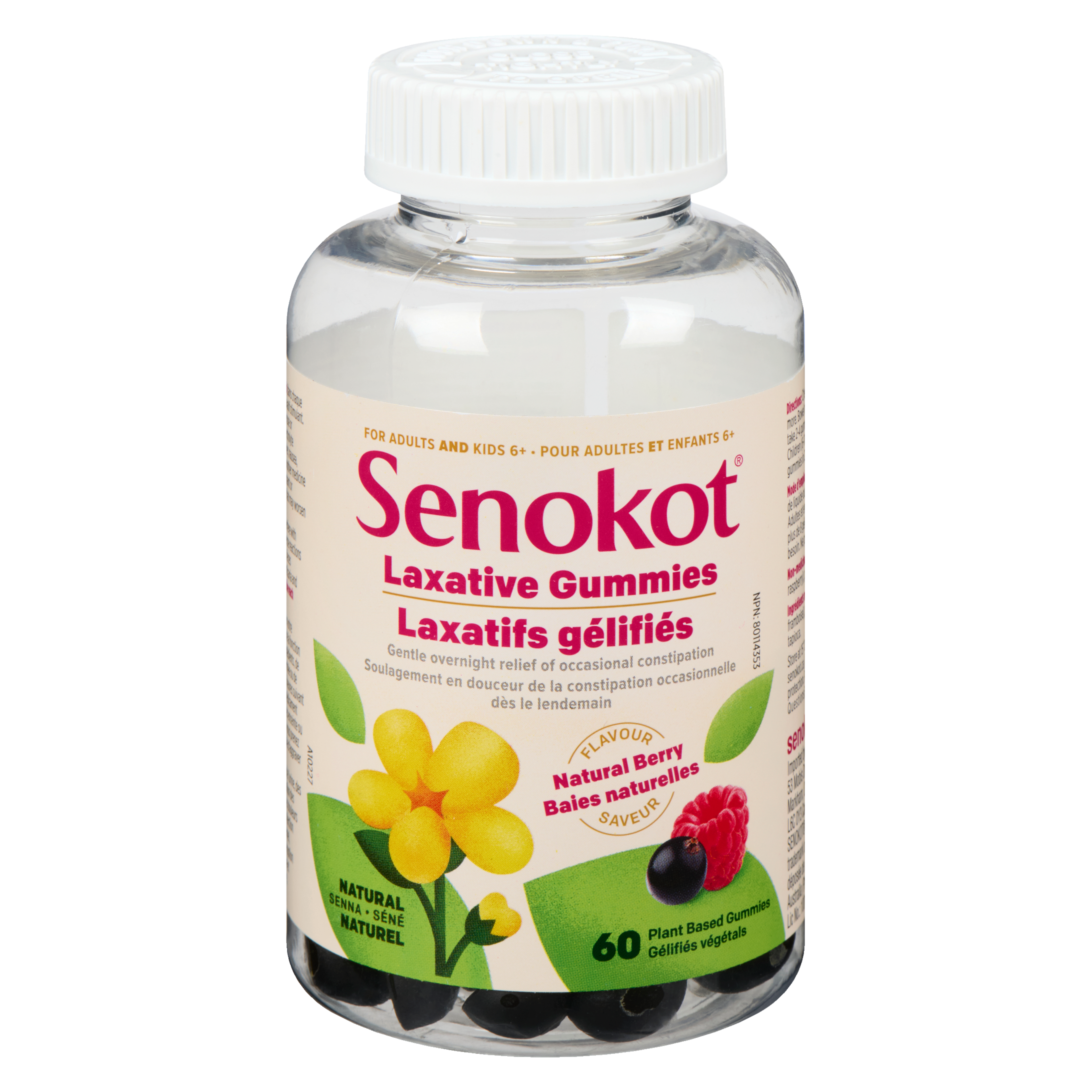 Senokot Laxative Gummies Natural Berry Flavour for Adults and Kids 6+ 60 Plant Based Gummies