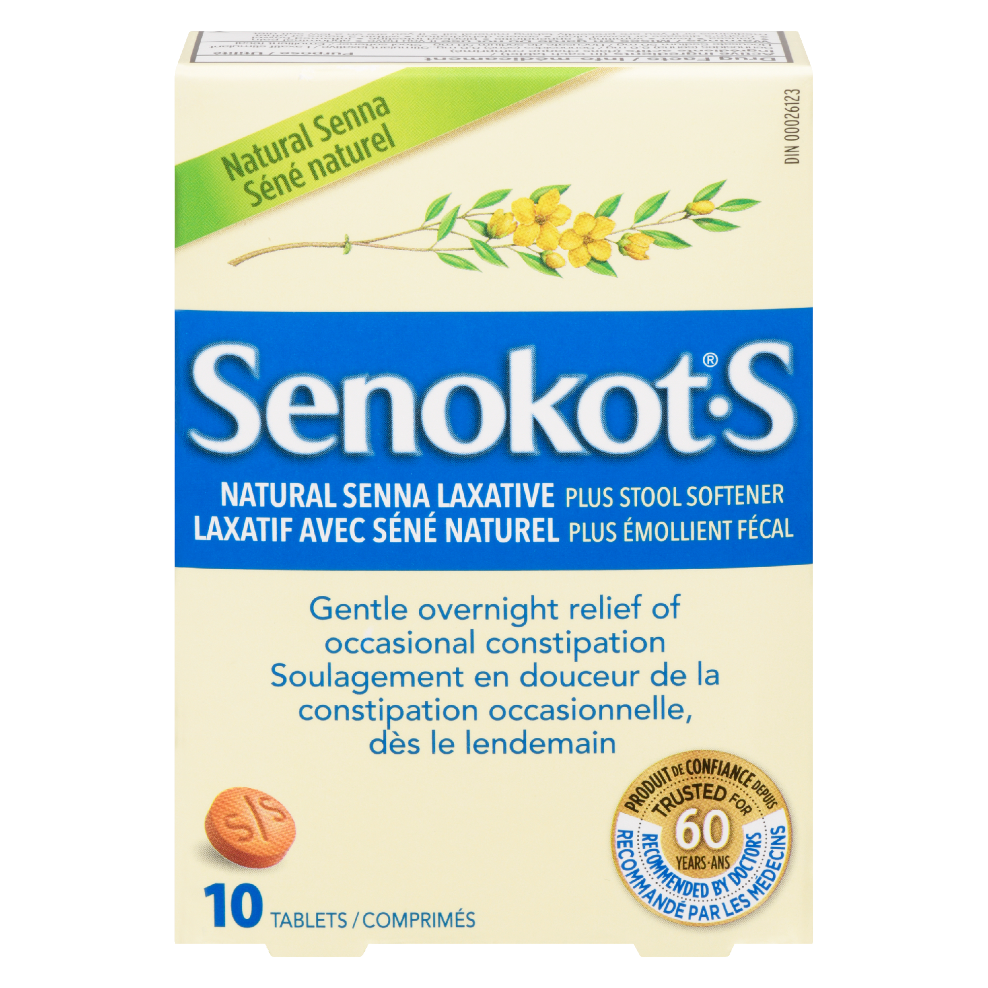 Senokot-S Natural Senna Laxative Plus Stool Softener 10 Tablets