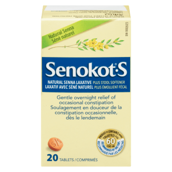 Senokot-S Natural Senna Laxative Plus Stool Softener 20 Tablets