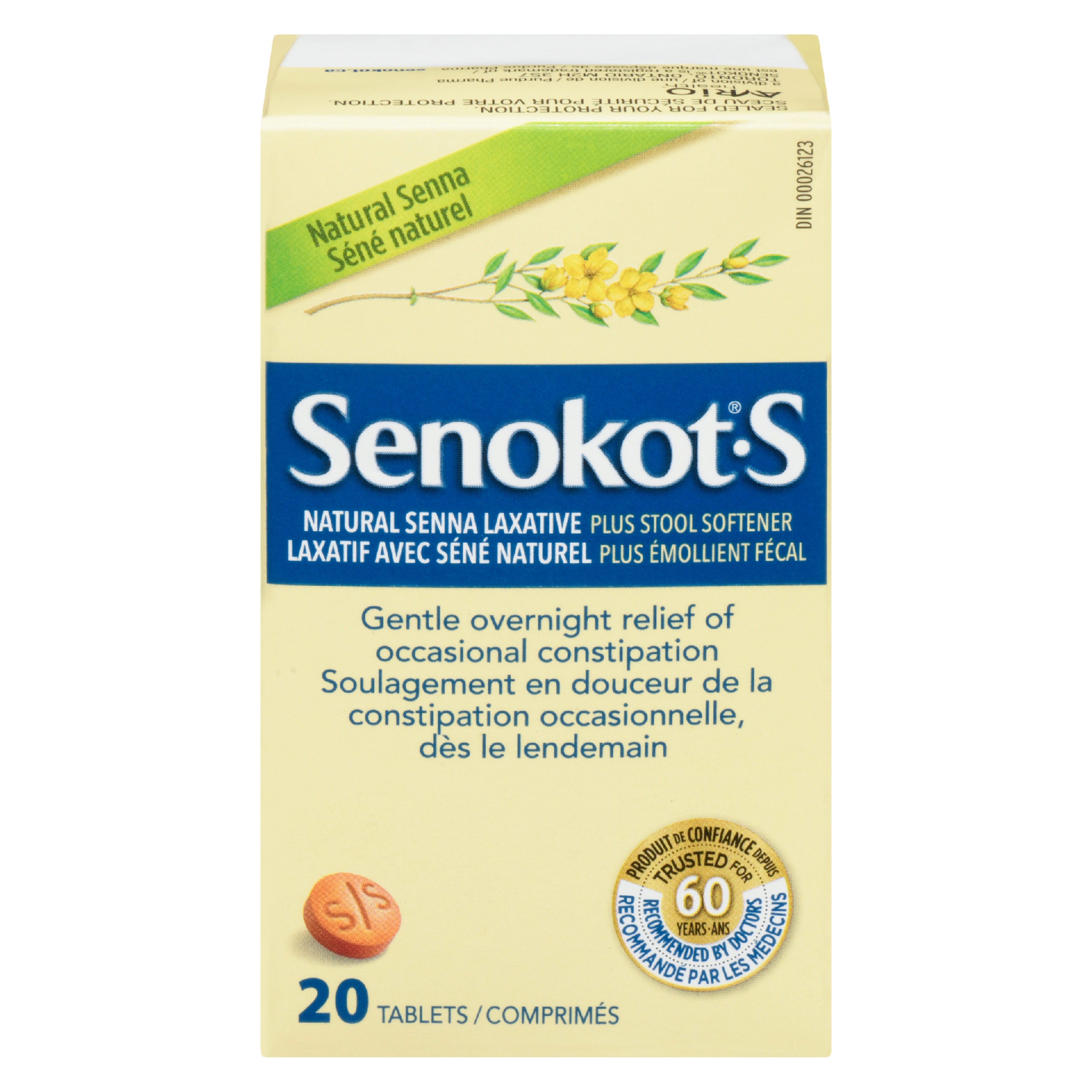 Senokot-S Natural Senna Laxative Plus Stool Softener 20 Tablets