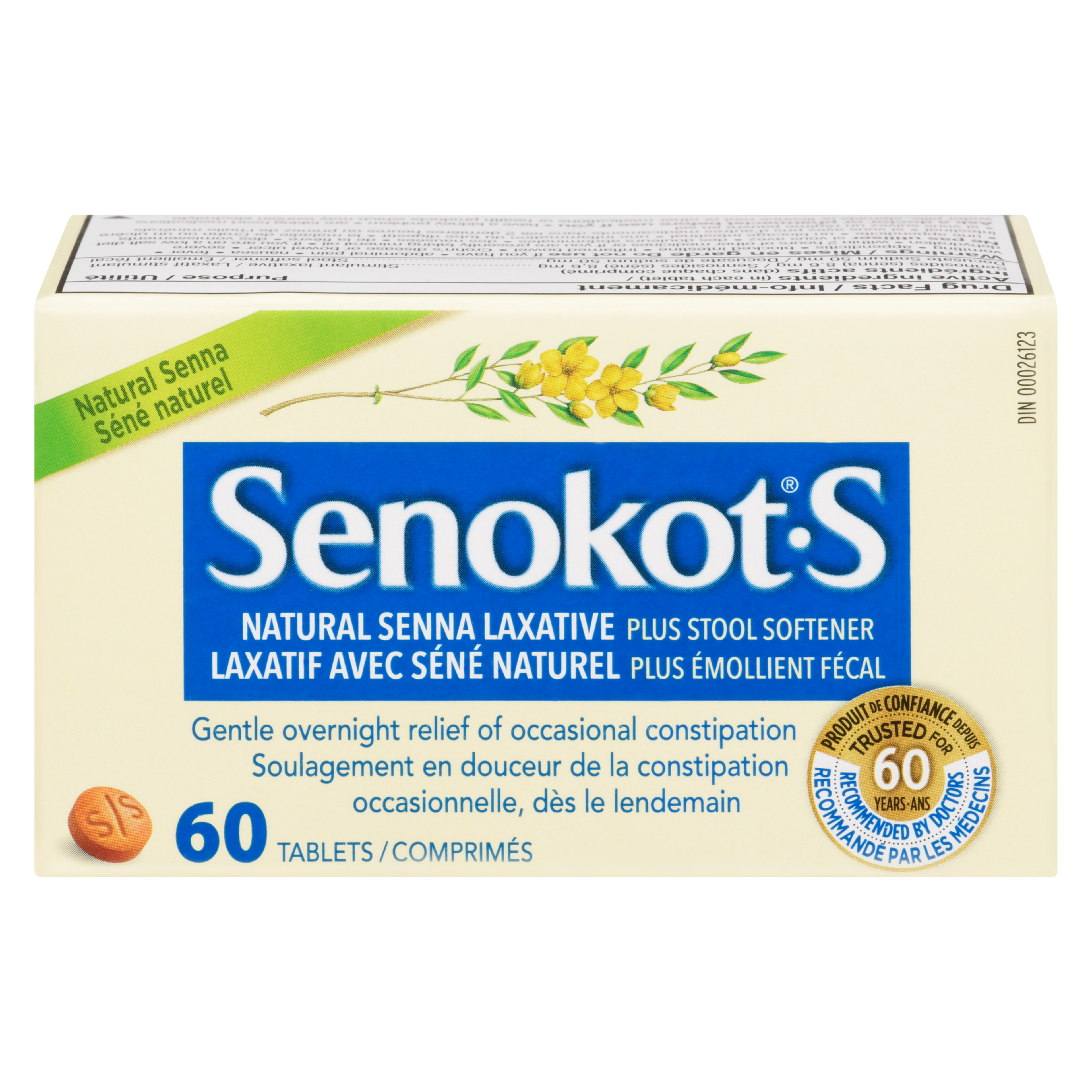 Senokot-S Natural Senna Laxative Plus Stool Softener 60 Tablets