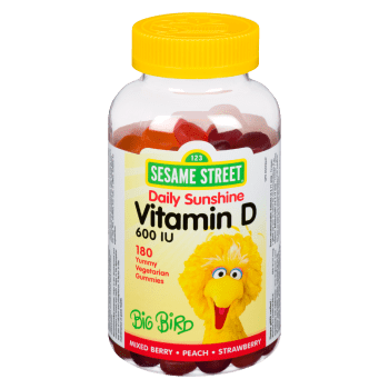 Sesame Street Vitamin D Mixed Berry Peach Strawberry 600 IU 180 Yummy Vegetarian Gummies