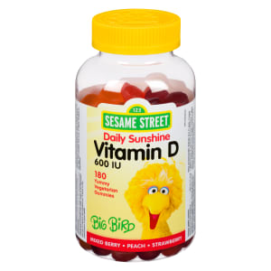 Sesame Street Vitamin D Mixed Berry Peach Strawberry 600 IU 180 Yummy Vegetarian Gummies