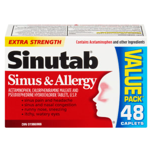 Sinutab Sinus & Allergy Extra Strength Value Pack 48 Caplets