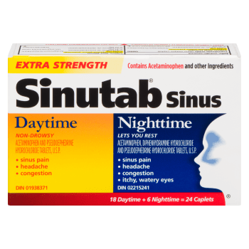 Sinutab Sinus Daytime Nighttime Extra Strength 24 Caplets