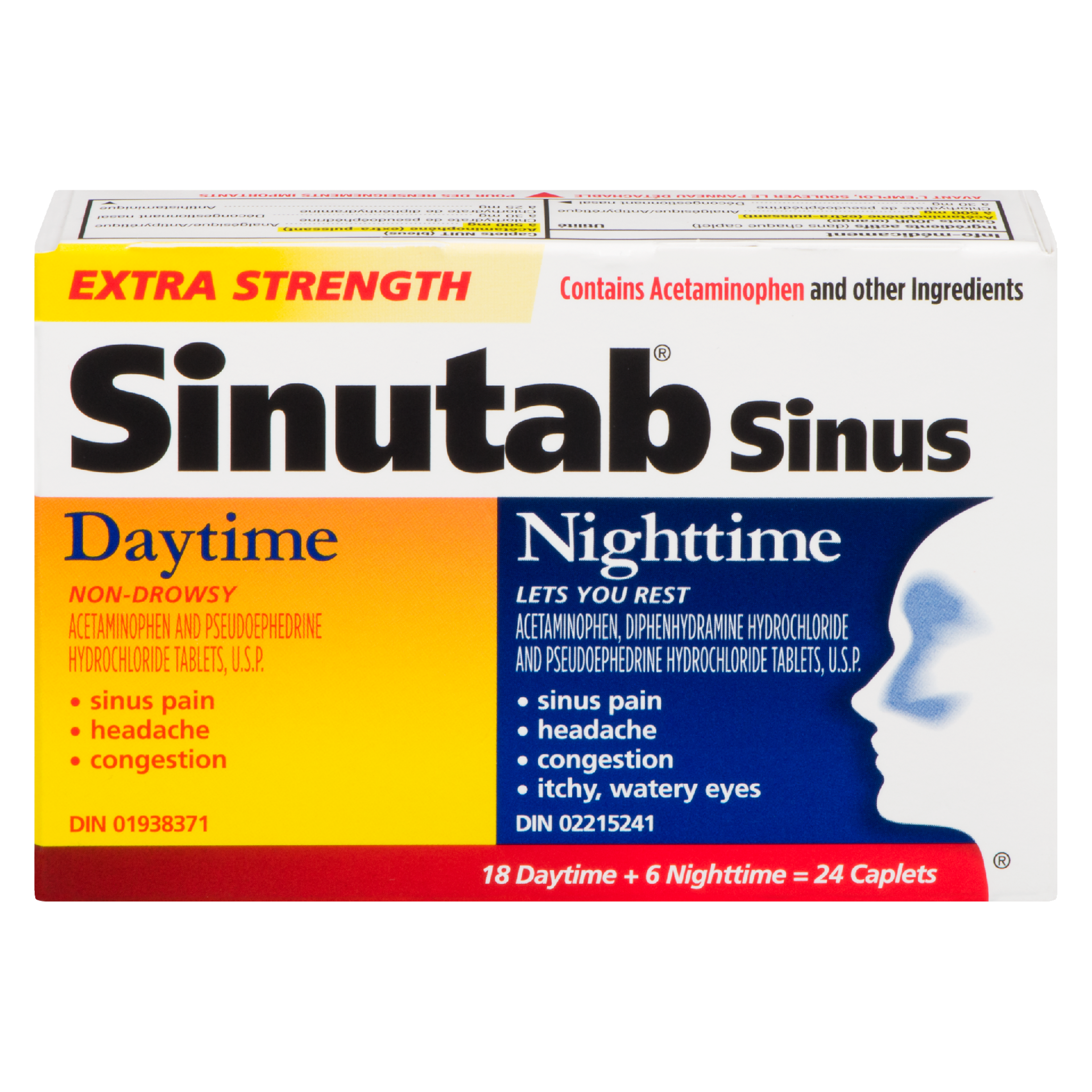 Sinutab Sinus Daytime Nighttime Extra Strength 24 Caplets