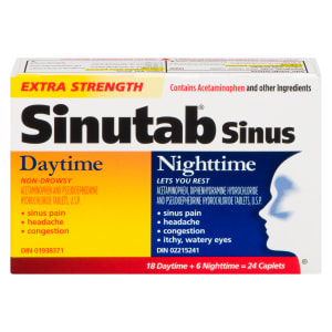 Sinutab Sinus Daytime Nighttime Extra Strength 24 Caplets