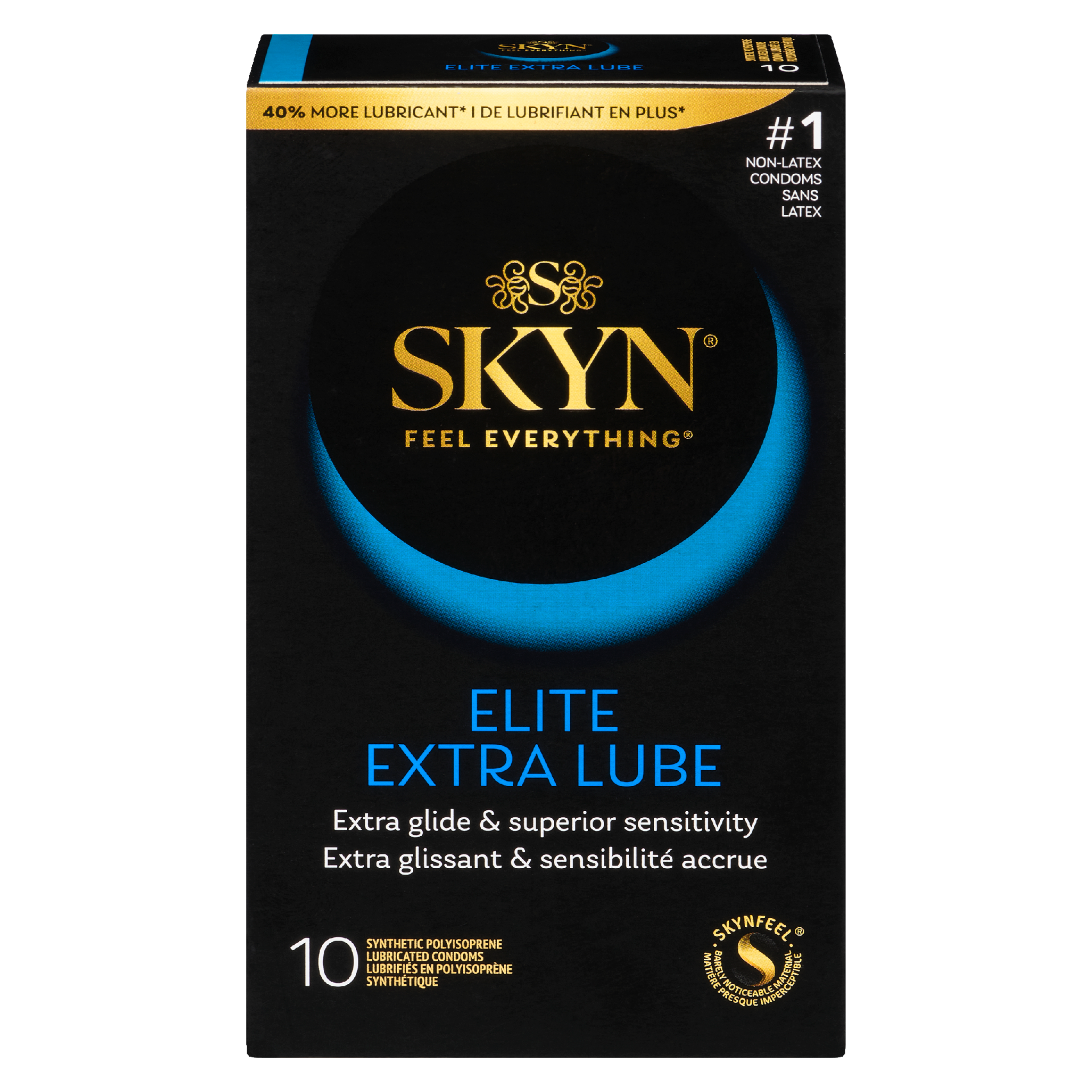 SKYN Elite Extra Lube 10 Synthetic Polyisoprene Lubricated Condoms