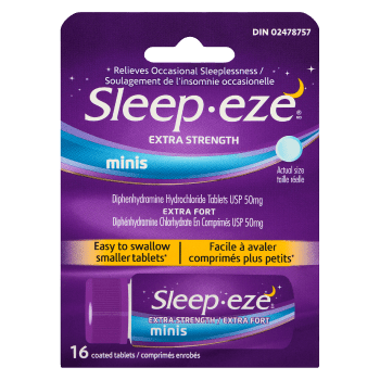 Sleep-Eze Diphenhydramine Hydrochloride Tablets USP 50 mg Minis Extra Strength 16 Coated Tablets