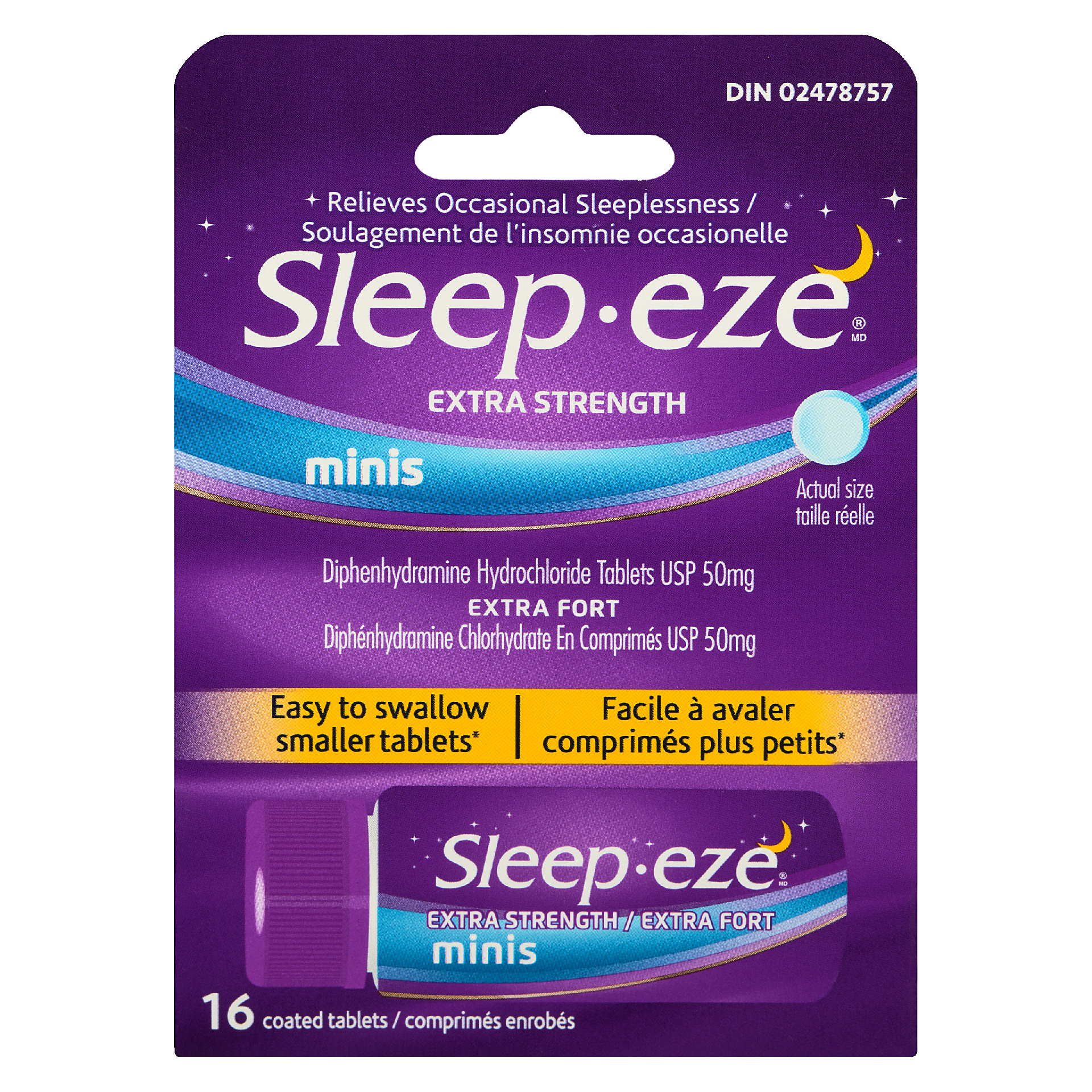 Sleep-Eze Diphenhydramine Hydrochloride Tablets USP 50 mg Minis Extra ...