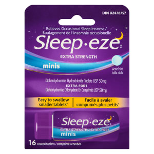 Sleep-Eze Diphenhydramine Hydrochloride Tablets USP 50 mg Minis Extra Strength 16 Coated Tablets