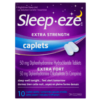 Sleep-Eze Extra Strength Diphenhydramine Hydrochloride Tablets 50 mg 10 Coated Caplets