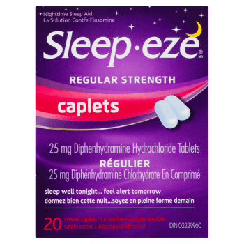 Sleep-Eze Regular Strength Diphenhydramine Hydrochloride Tablets 25 mg 20 Coated Caplets