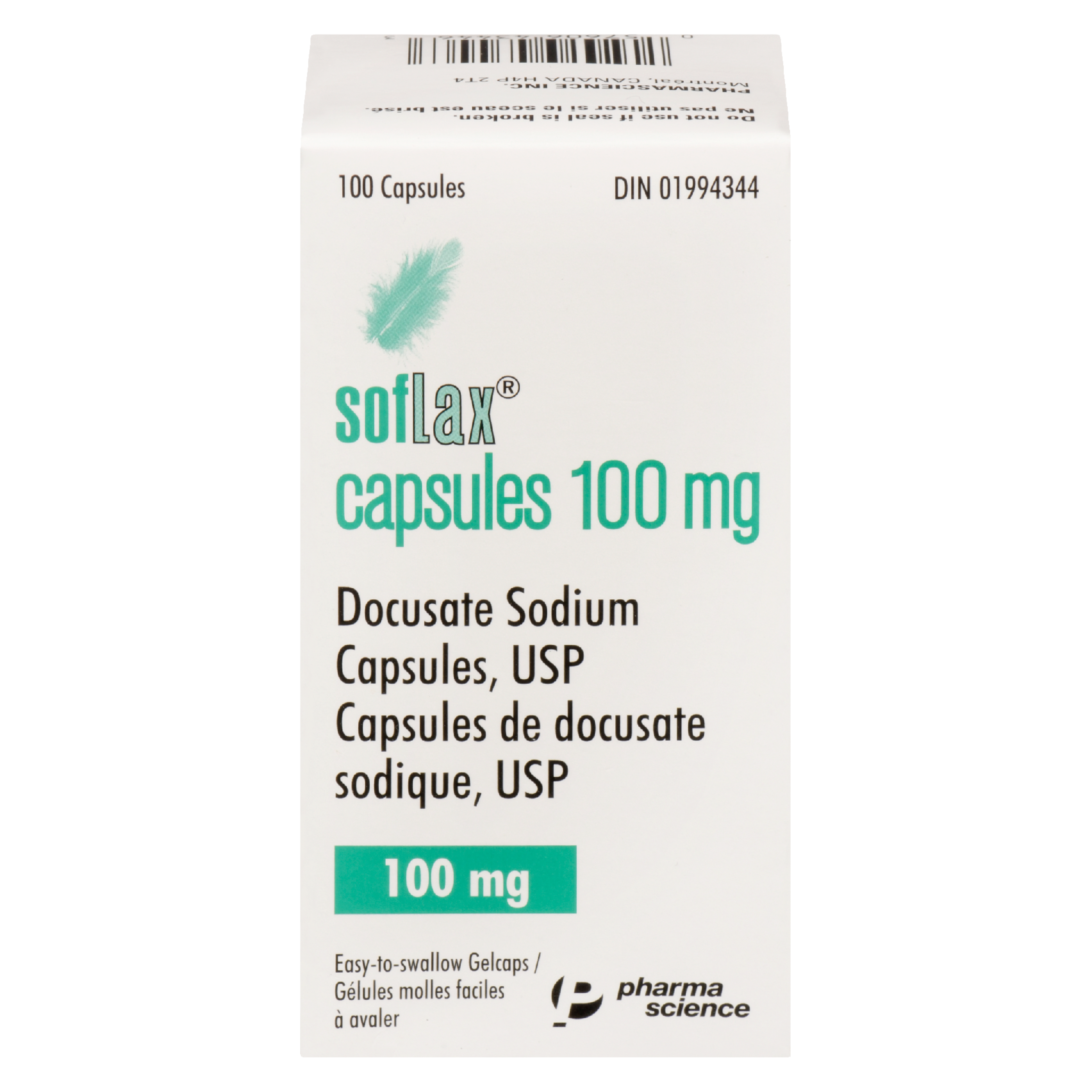 Soflax Docusate Sodium Capsules, USP 100 mg 100 Capsules