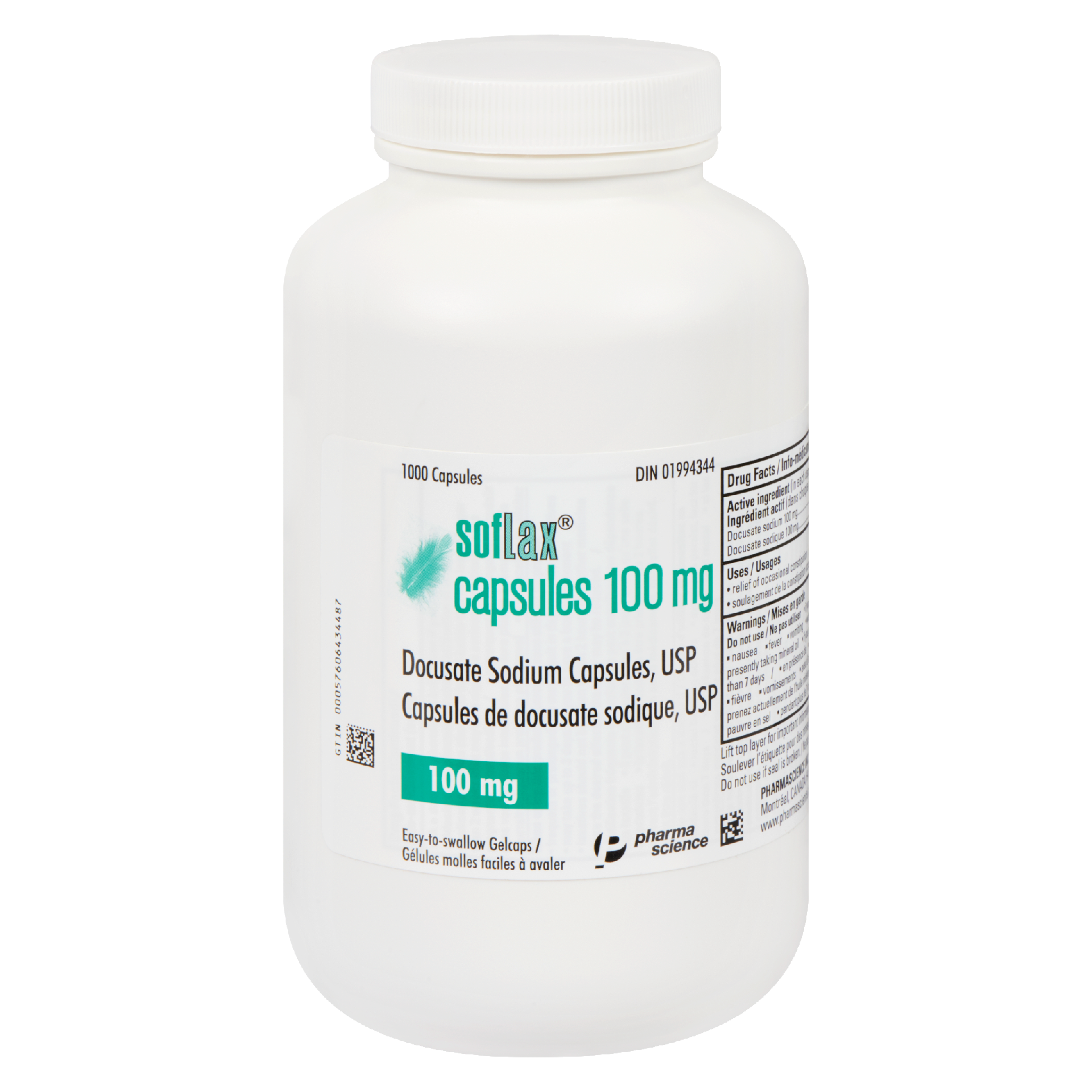 Soflax Docusate Sodium Capsules, USP 100 mg 1000 Capsules