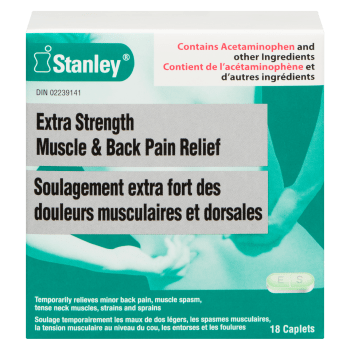 Stanley Extra Strength Muscle & Back Pain Relief 18 Caplets