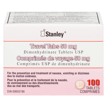 Stanley Travel Tabs 50 mg Dimenhydrinate Tablets USP 100 Tablets
