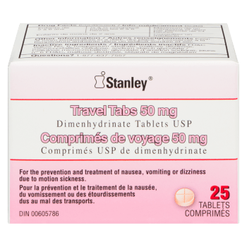 Stanley Travel Tabs 50 mg Dimenhydrinate Tablets USP 25 Tablets