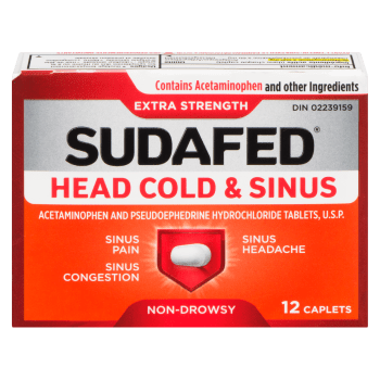 Sudafed Head Cold & Sinus Extra Strength 12 Caplets