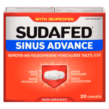 Sudafed Sinus Advance with Ibuprofen 20 Caplets